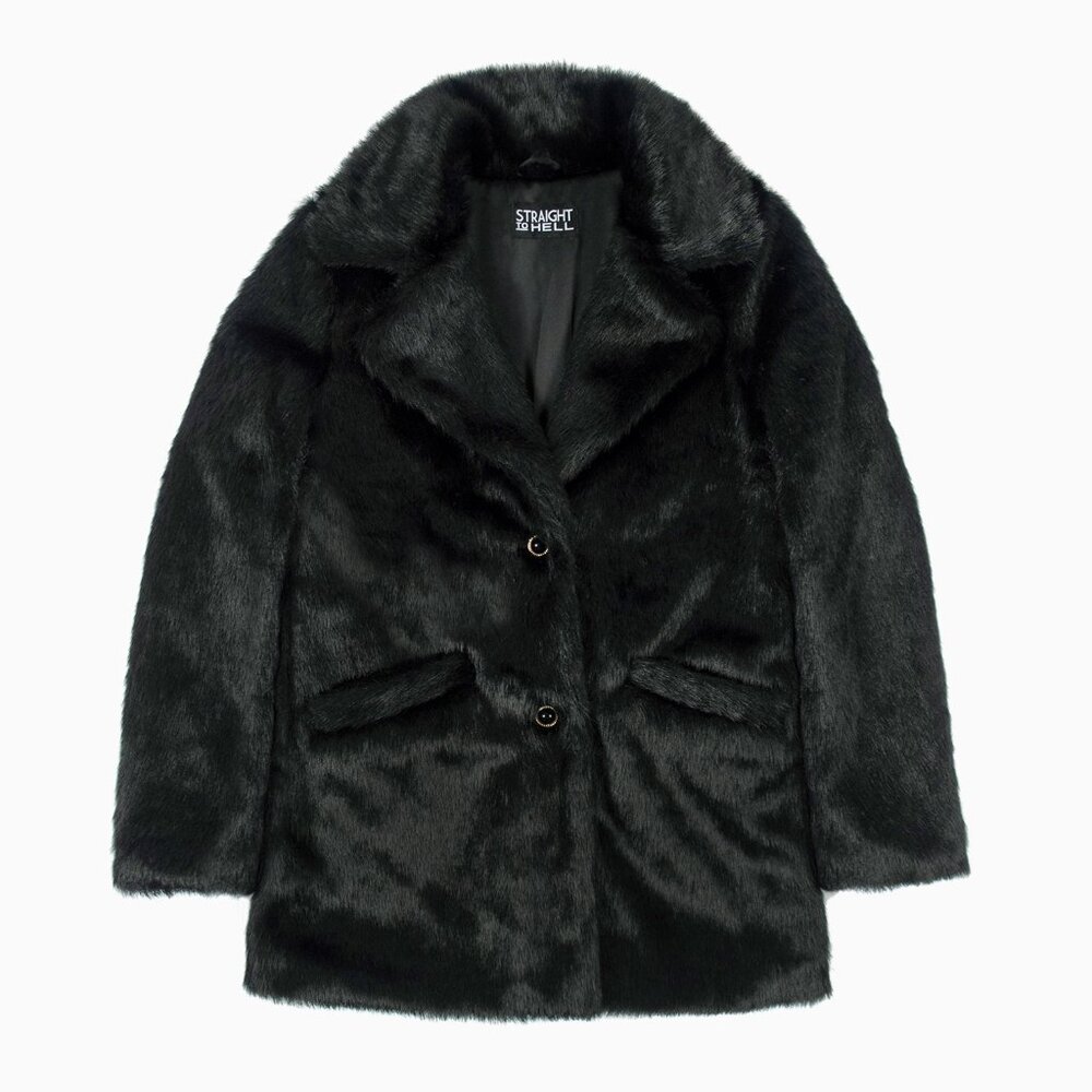 Deville Black Faux Fur Coat - Straight to Hell